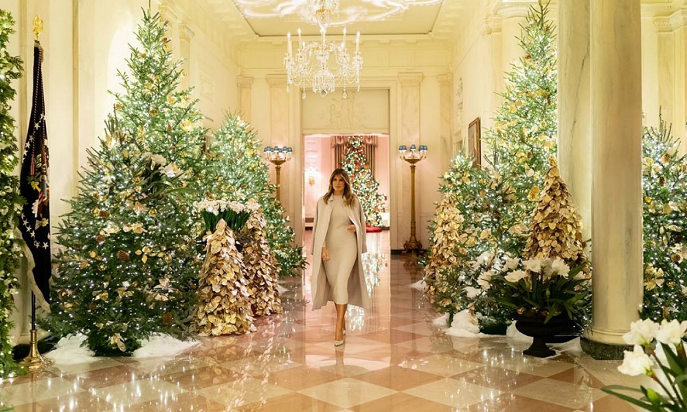 Мелания Трамп, Белый дом, Рождество, украшения, праздник, декор, патриотизм